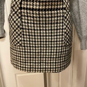 J. Crew Black and White Houndstooth Pencil Skirt